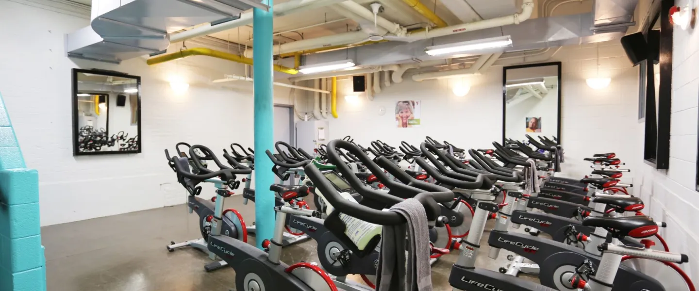 Rows of stability bikes in Cycle Studio
