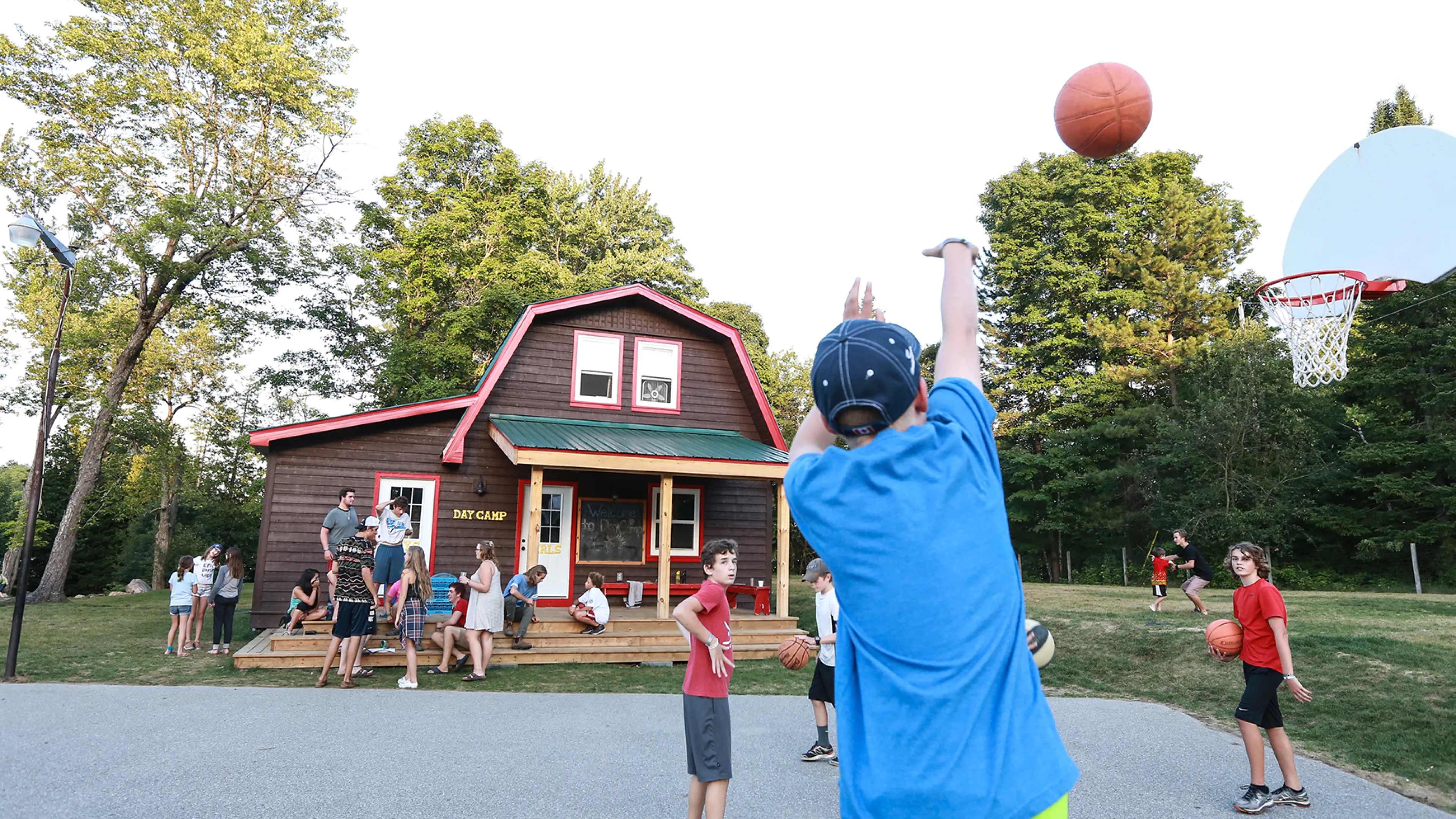 Day Camp children playing basketball