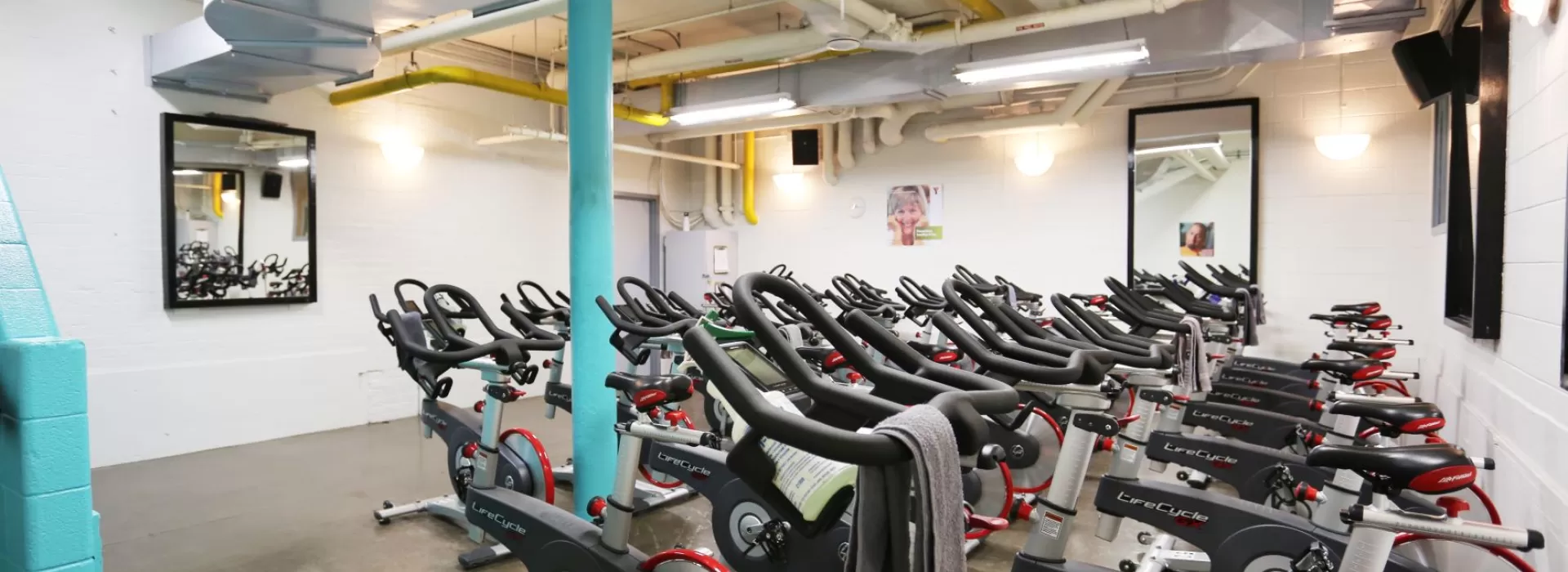 Rows of stability bikes in Cycle Studio